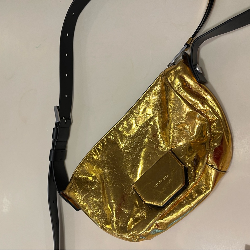 All Saints Metallic Gold Crossbody Bag